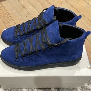 Balenciaga Arena Blue Suede High Top